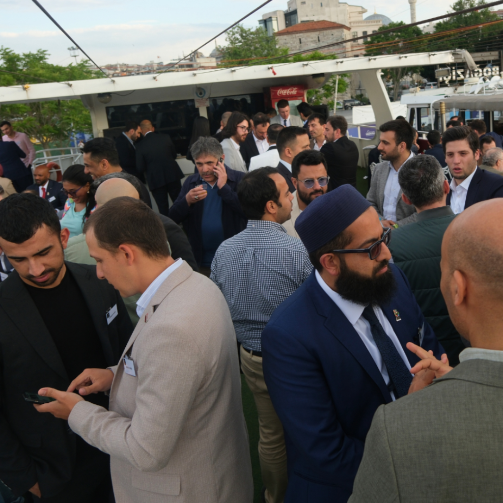 Entrepreneurs networking and exchanging business cards