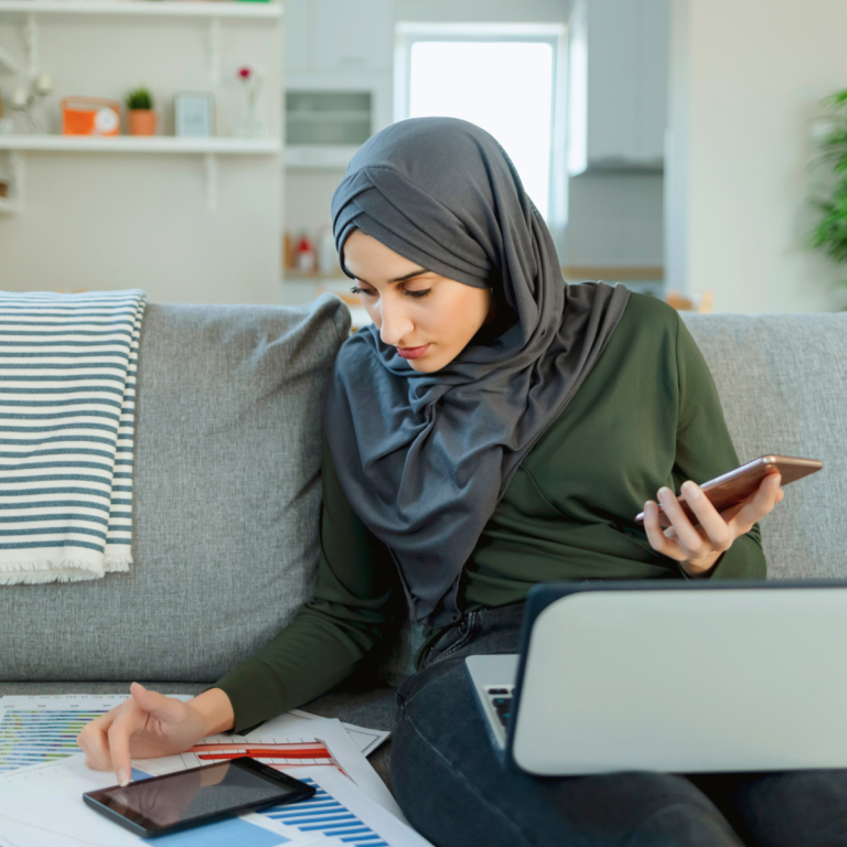 Muslim entrepreneur planning business strategy