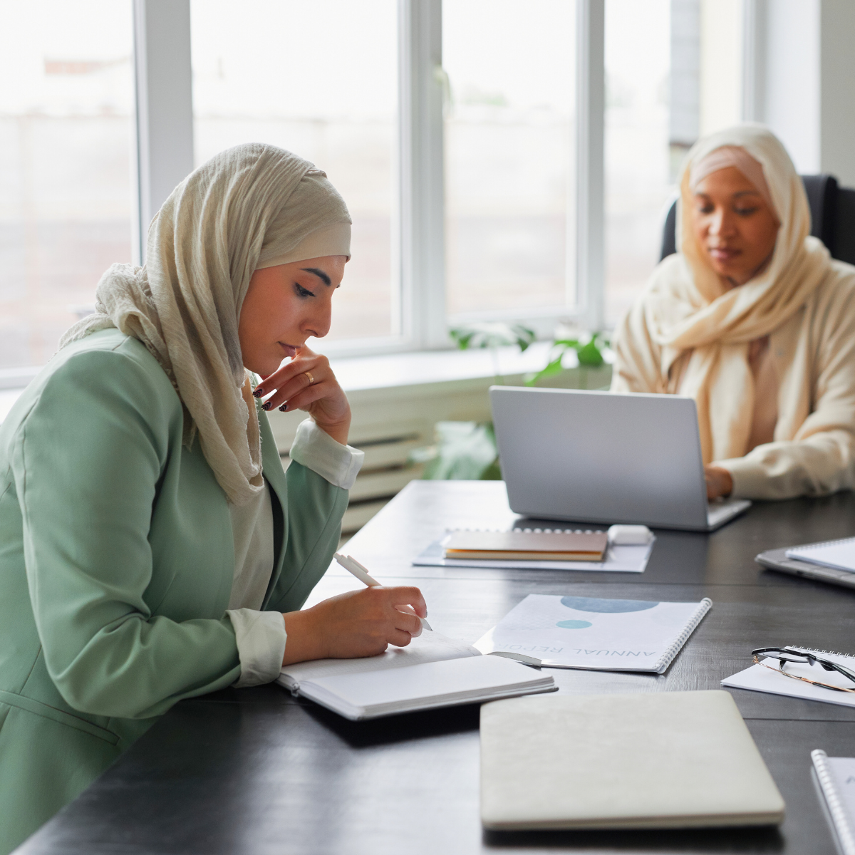 Muslim woman being mentored professionally